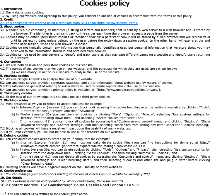 Cookies policy